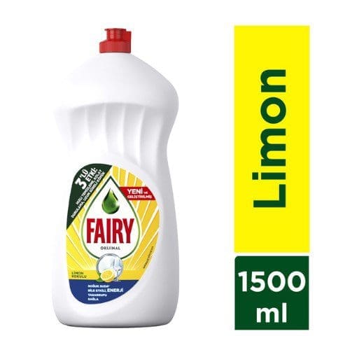 Fairy sıvı bulaşık deterjanı limon kokulu 1500 ml Fairy sıvı bulaşık deterjanı limon kokulu 1500 ml - güçlü temizlik ve ferahlık
