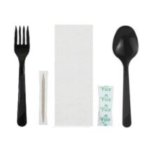 100 Adet Tekli Ambalajli Siyah Plastik Luks Kullan At Kasik Catal Pecetekurdantuz 5li Yemek Seti
