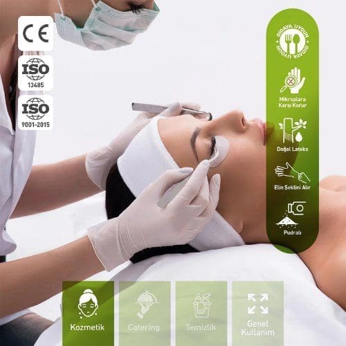 Dolphin pudralı lateks muayene eldiveni l beden 100'lü paket Dolphin pudrali lateks muayene eldiveni l beden 100 lu paket 3