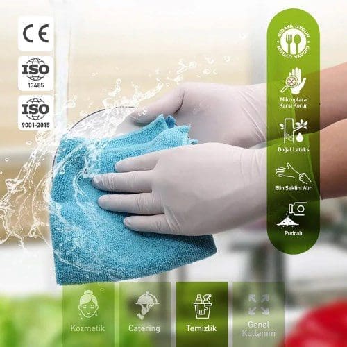 Dolphin pudralı lateks muayene eldiveni l beden 100'lü paket Dolphin pudrali lateks muayene eldiveni l beden 100 lu paket 5