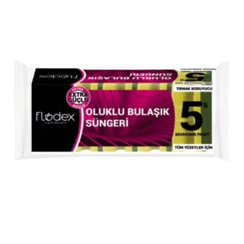 Flodex extra güçlü yeşil sünger oluklu 5 li Flodex extra guclu yesil sunger oluklu 5 li
