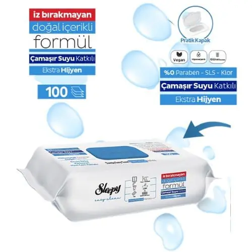 Sleepy yüzey temizlik havlusu 100'lü çamaşır sulu Sleepy yuzey temizlik havlusu 100 lu camasir sulu