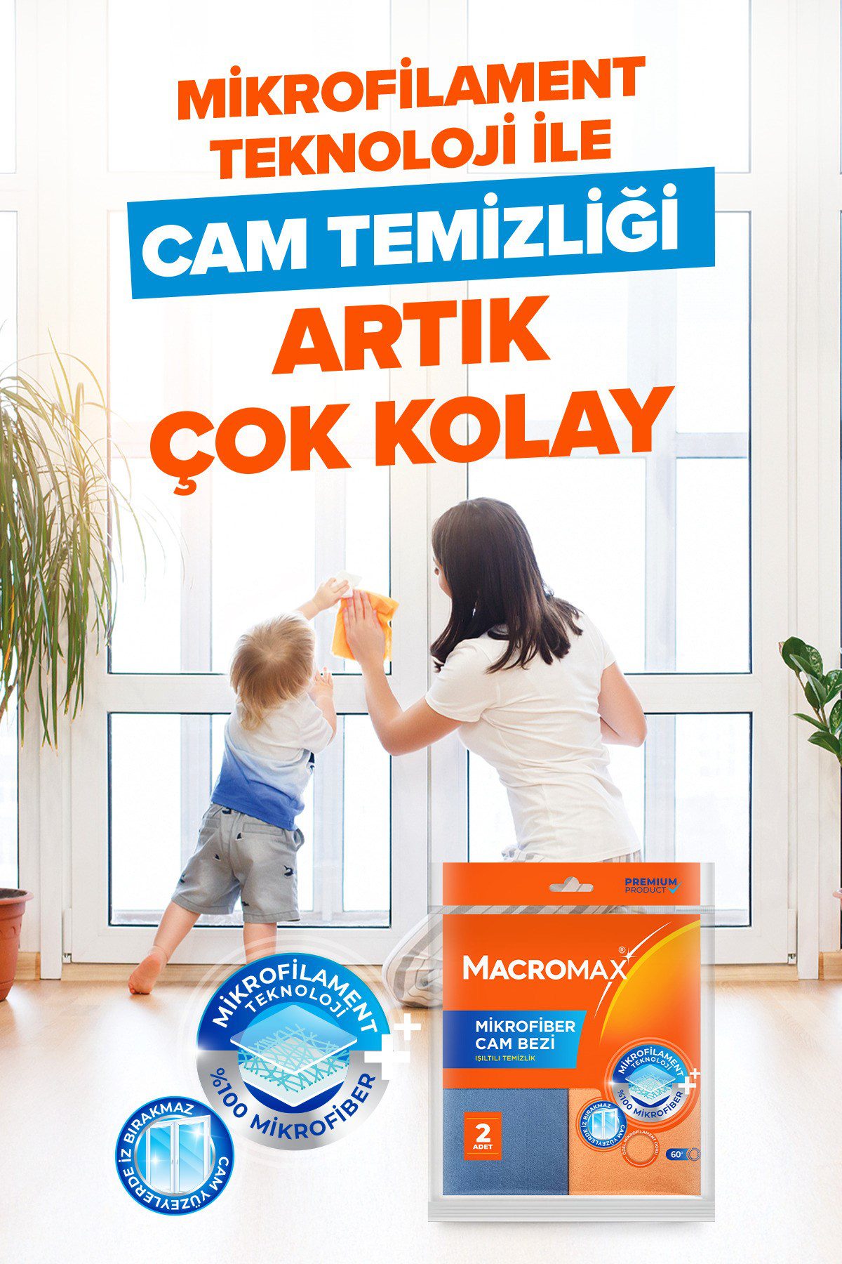 Mikrofiber cam bezi 2'li set, mikrofilament teknolojisi ile leke ve iz bırakmaz ayna bezi Mikrofiber cam bezi 2'li set, mikrofilament teknolojisi ile leke ve iz bırakmaz ayna bezi - görsel 2