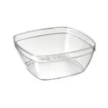 Kristal kare kase 330 cc – şeffaf plastik tatlı, meyve ve porsiyon sunum kabı