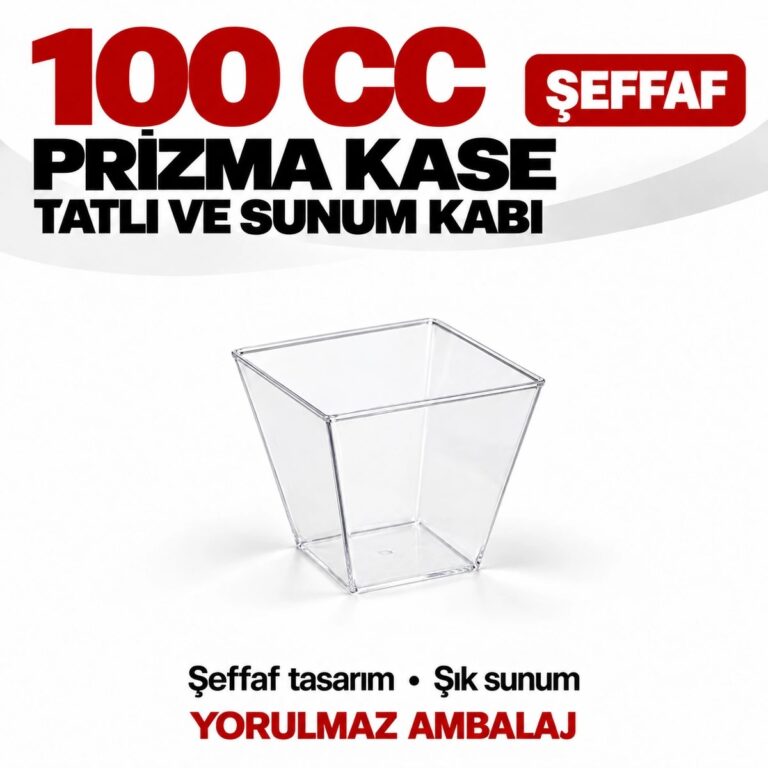 Prizma kase – şeffaf kare tatlı ve sunum kabı