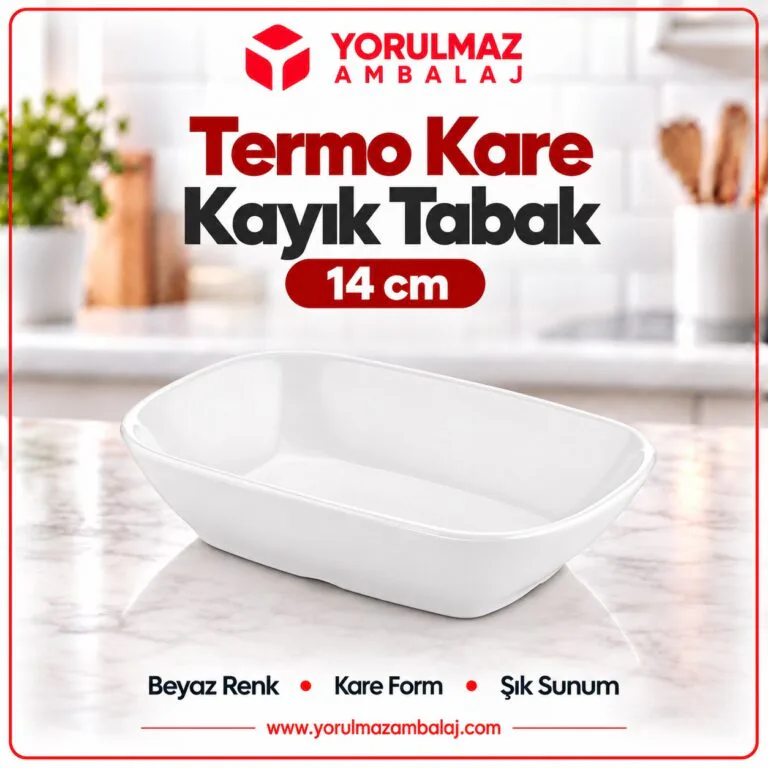 Termo kare kayık tabak | kırılmaz ve şık meze sunum tabağı