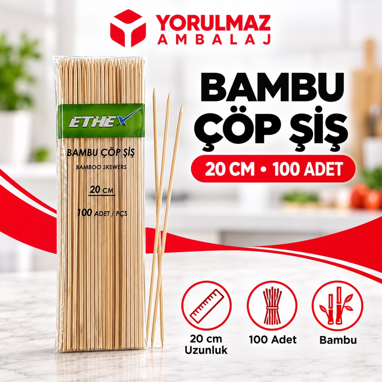 20 cm bambu çöp şiş 100'lü | doğal bambu şiş | mangal, kebap ve i̇kram i̇çin Bambu çöp şiş | doğal bambu şiş | mangal, kebap ve ikram için