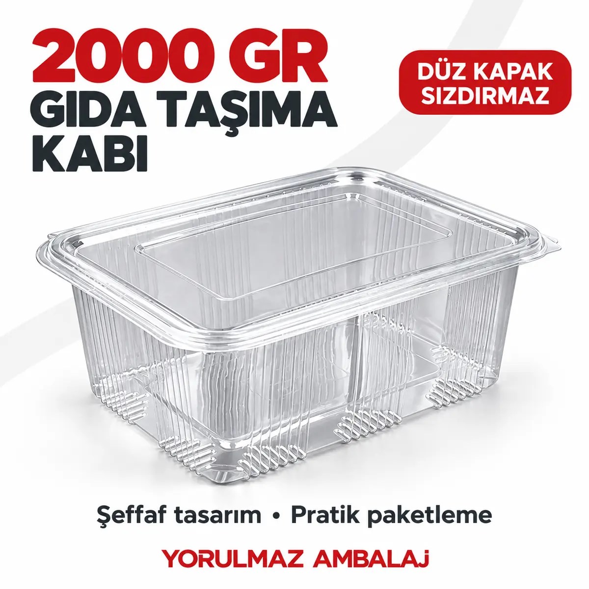 2000 gr plastik kapaklı sızdırmaz gıda taşıma kabı Plastik kapaklı sızdırmaz gıda taşıma kabı