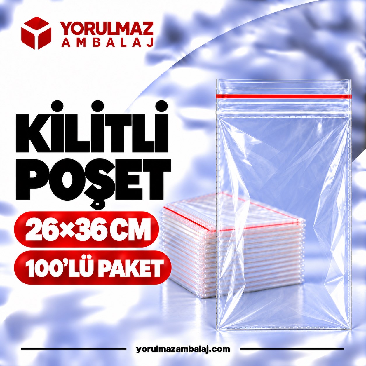 26x36 cm kilitli poşet 100'lü şeffaf, dayanıklı ambalaj poşeti Kilitli poşet şeffaf, dayanıklı ambalaj poşeti