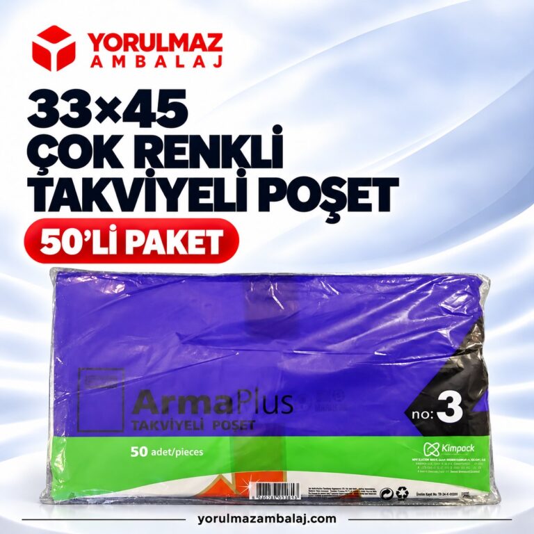 3 No Renkli Takviyeli Poşet 33x45 cm | Mağaza & Market Poşeti