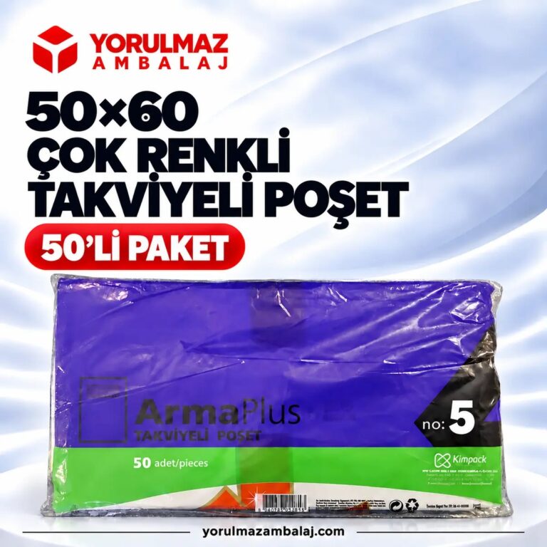 5 No Renkli Takviyeli Poşet 50x60 Cm | Mağaza & Market Poşeti