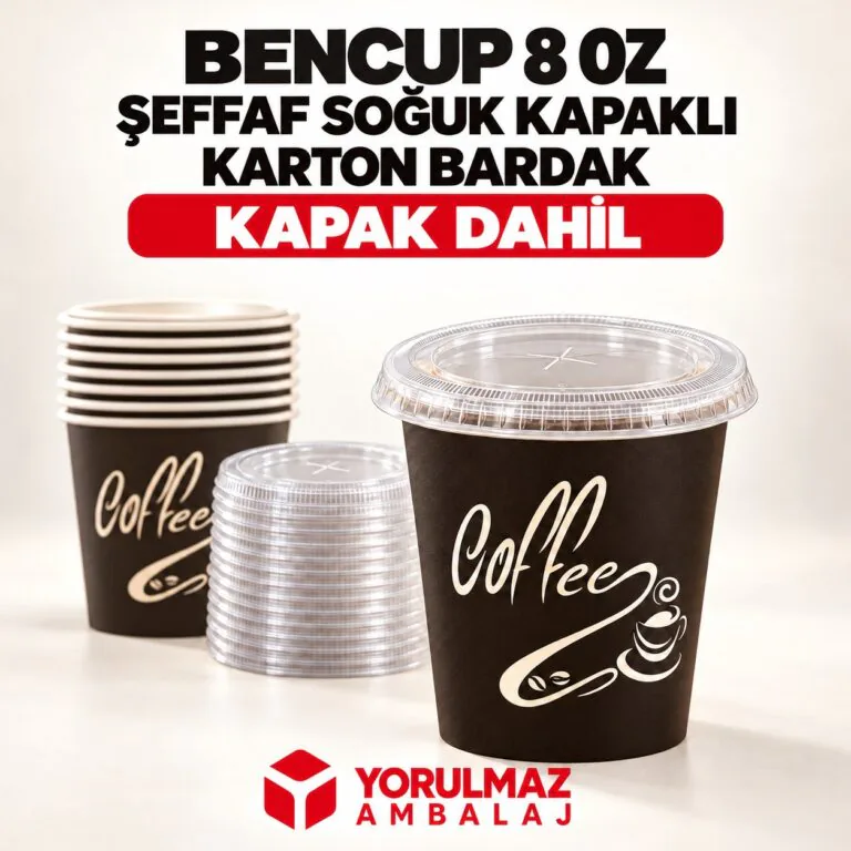 Bencup şeffaf kapaklı soğuk içecek karton bardak