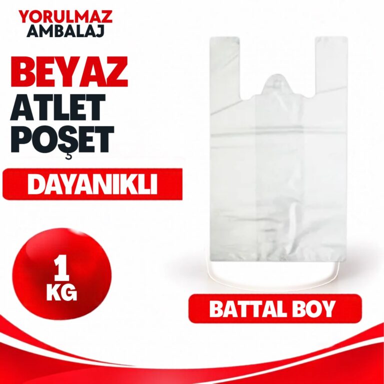 Beyaz atlet poşet battal boy 40x60 — market, manav, bakkal uyumlu