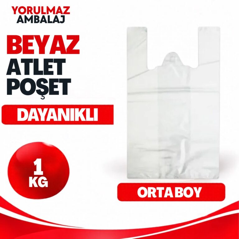 Beyaz atlet poşet orta boy 28x36 — market, manav, bakkal uyumlu