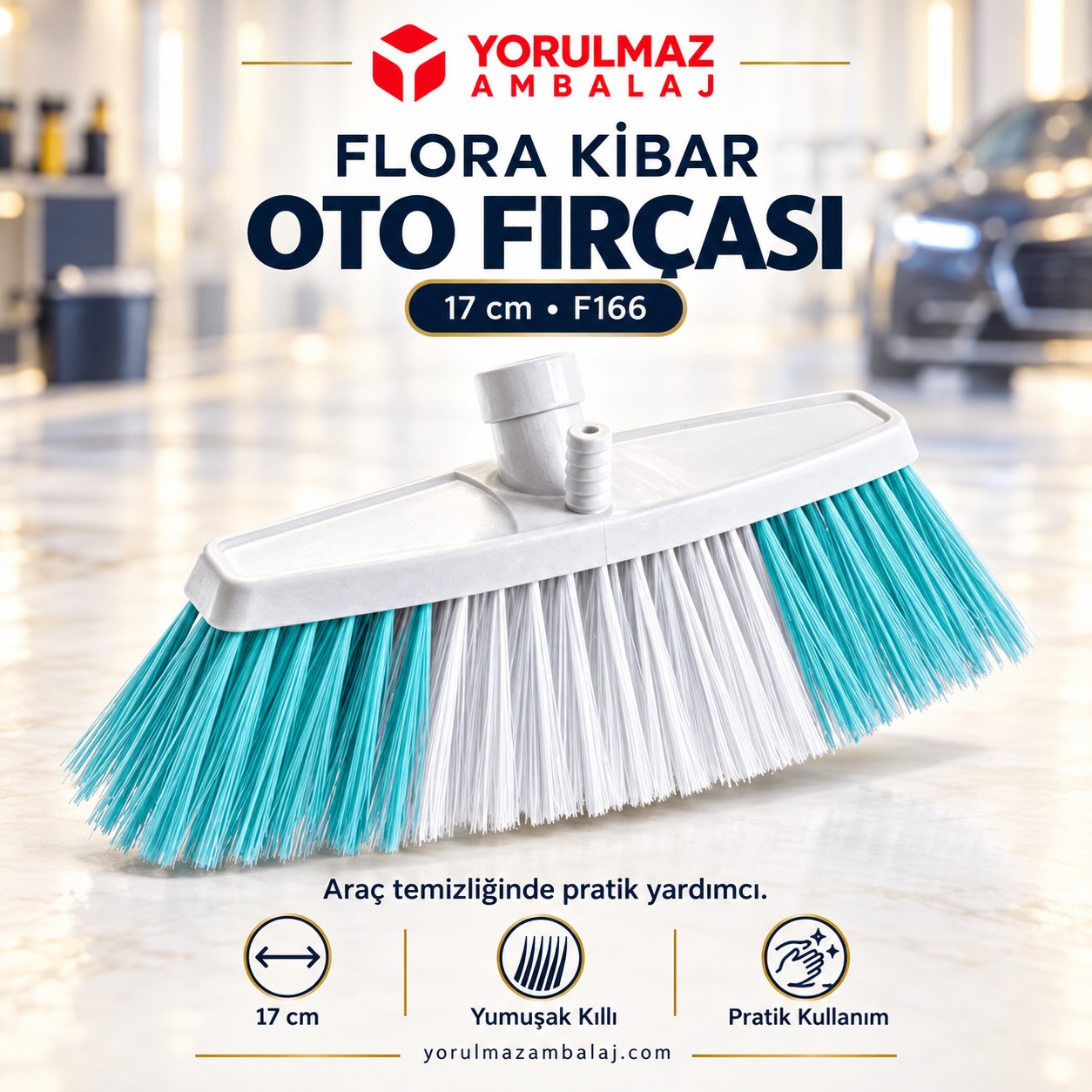 Flora kibar 17 cm oto fırçası | yumuşak kıllı, çizmeyen profesyonel temizlik Flora kibar oto fırçası | yumuşak kıllı, çizmeyen profesyonel temizlik
