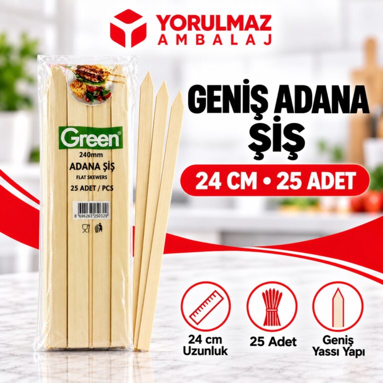 Geniş adana şişi – yassı bambu kebap şişi | adana, urfa kebap ve mangal için