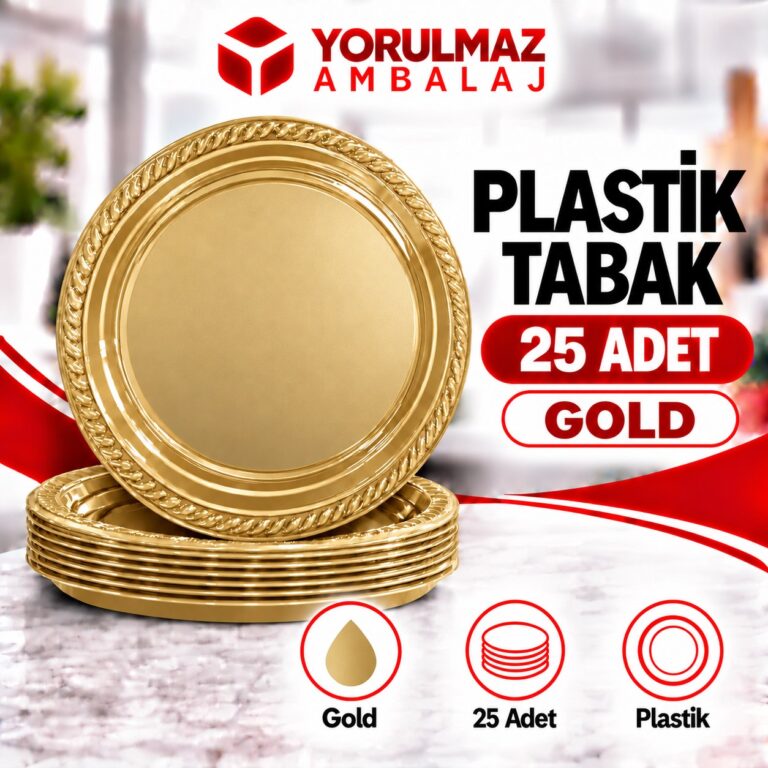 Gold plastik tabak | parti ve ikram için renkli tabak
