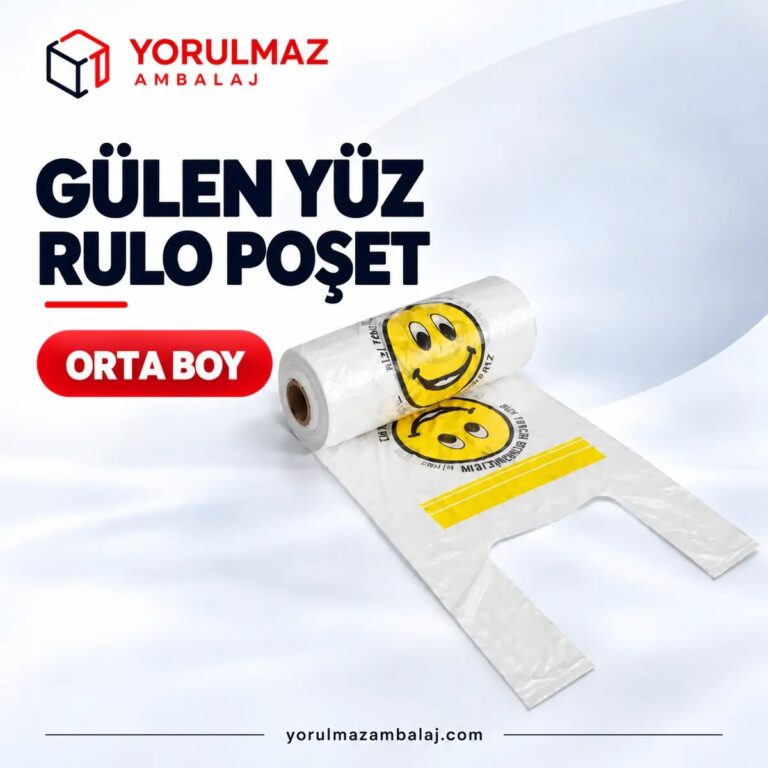 Gülen Yüz Rulo Poşet Orta Boy 400 Gr | Desenli Market & Manav Poşeti