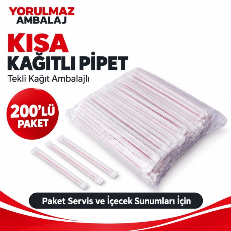 Kağıtlı pipet kısa boy | tek kullanımlık kağıtlı pipet