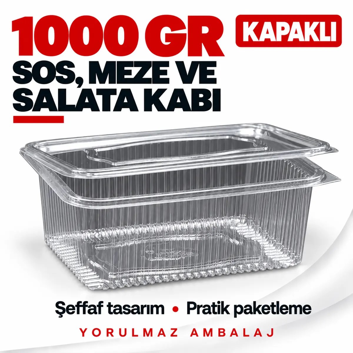 Kapaklı meze ve salata kabı 1000 gr Kapaklı meze ve salata kabı