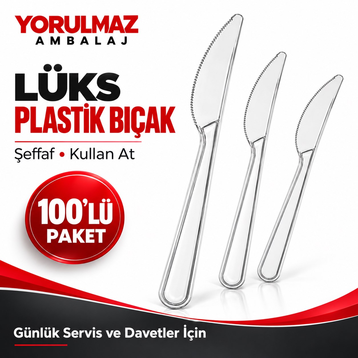 Lüks plastik bıçak 100'lü Lüks plastik bıçak