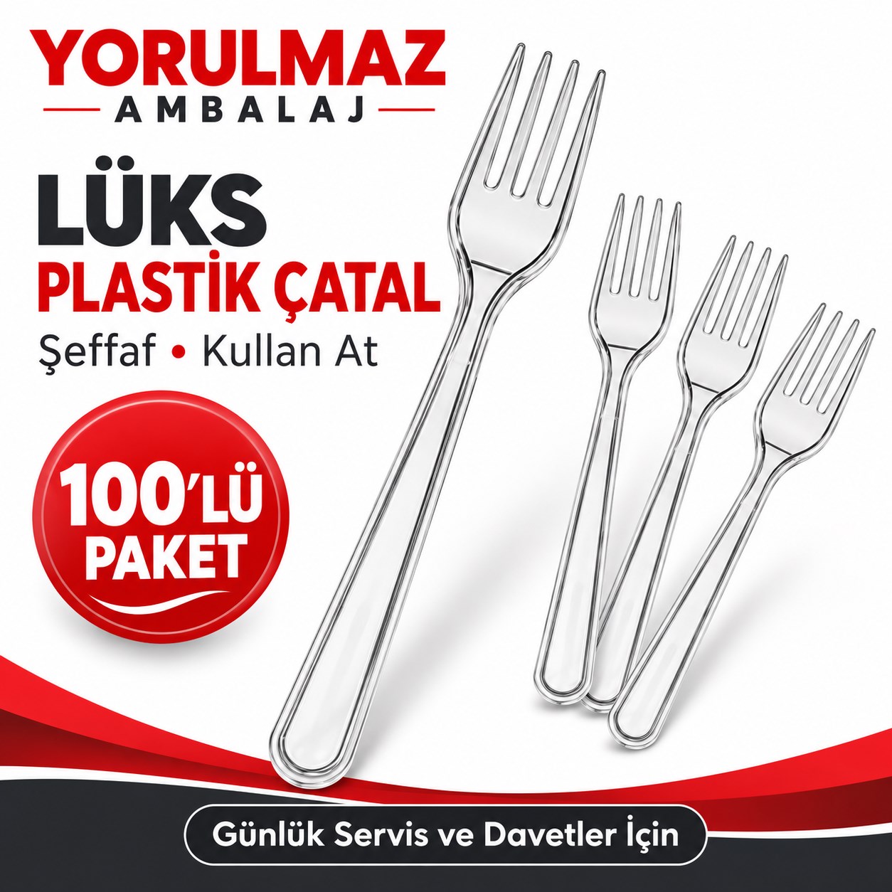 Lüks plastik çatal 100'lü paket Lüks plastik çatal