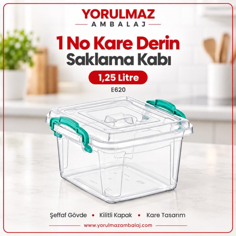 Poly time 1 no kare derin saklama kabı E620 | şeffaf ve pratik gıda saklama kutusu