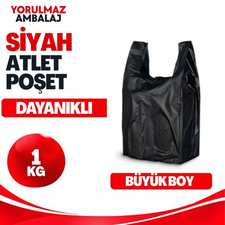 Siyah atlet poşet büyük boy dayanıklı yırtılmaz kalın naylon poşet