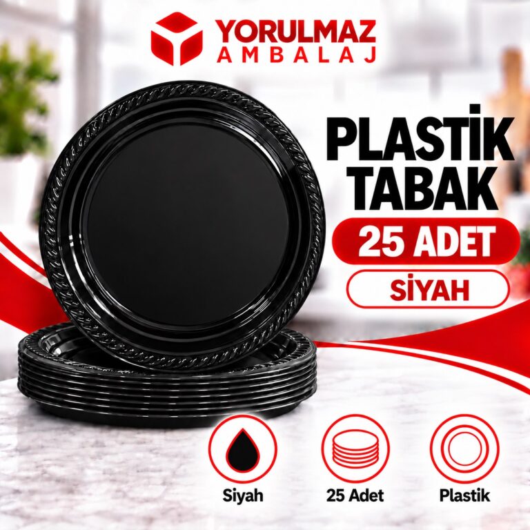 Siyah plastik tabak | parti ve ikram için renkli tabak