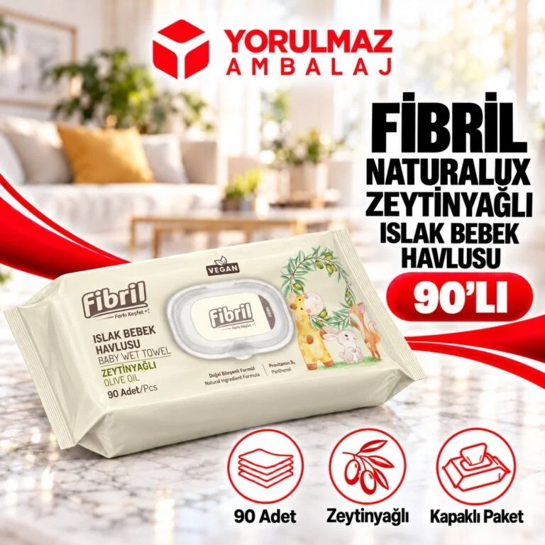 Fibril doğal zeytinyağlı bebek ıslak mendil | hassas ciltler için