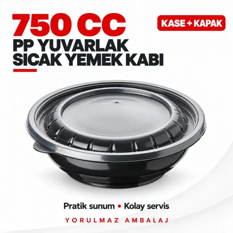 Kapaklı pp yuvarlak yemek kabı