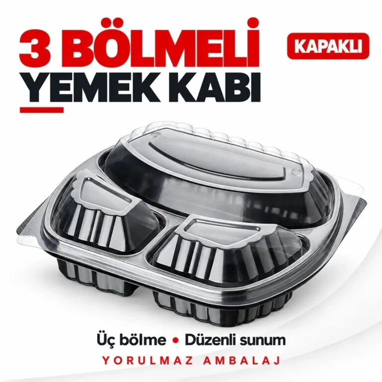 3 bölmeli kapaklı yemek kabı