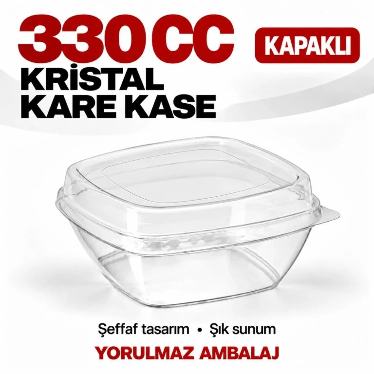 Kristal kare kase kapaklı