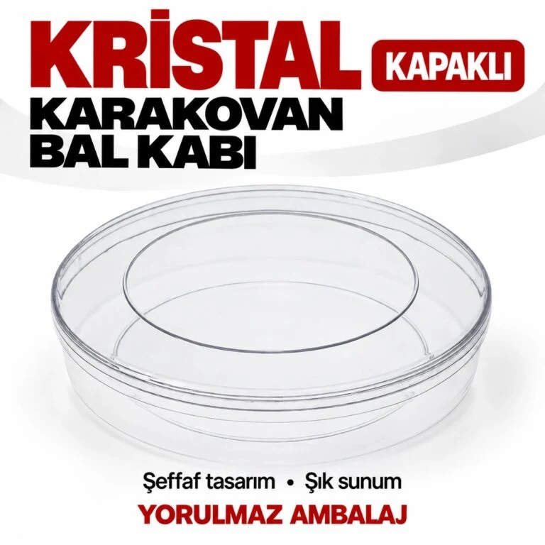 Kristal karakovan bal kabı – kapaklı yuvarlak şeffaf plastik kap
