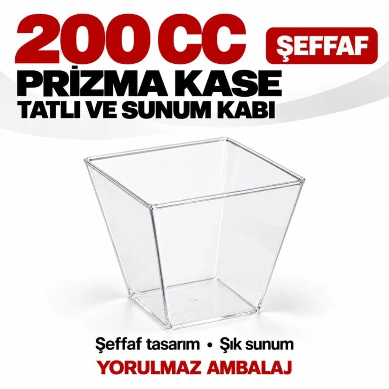 Prizma kase – şeffaf kare tatlı ve sunum kabı