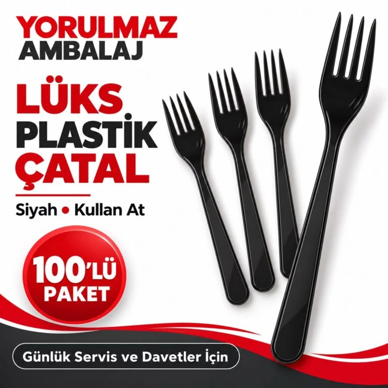 Lüks plastik çatal siyah