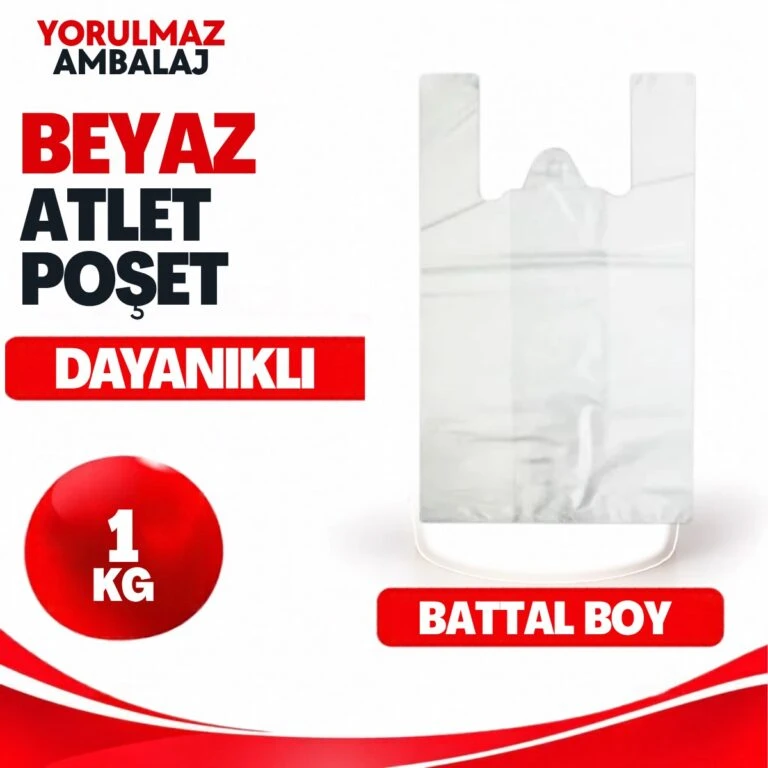 Beyaz atlet poşet battal boy 40x60 — market, manav, bakkal uyumlu
