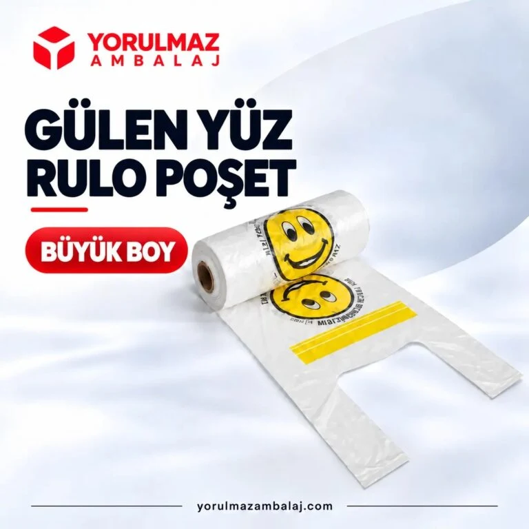 Gülen Yüz Rulo Poşet Büyük Boy 400 Gr | Desenli Market & Manav Poşeti