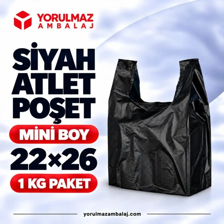 Siyah atlet poşet mini boy market büfe günlük kullanım poşeti