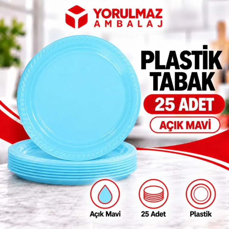 Açık mavi plastik tabak | tek kullanımlık renkli servis tabağı