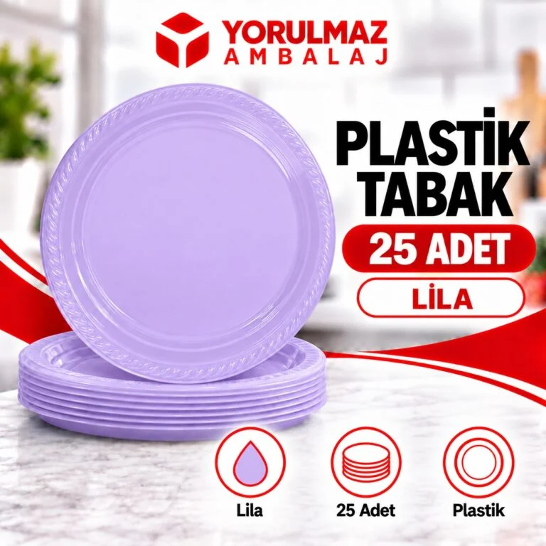 Lila plastik tabak | tek kullanımlık renkli servis tabağı