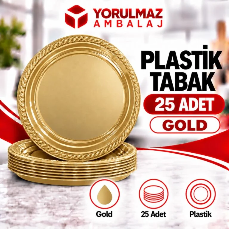 Gold plastik tabak | parti ve ikram için renkli tabak
