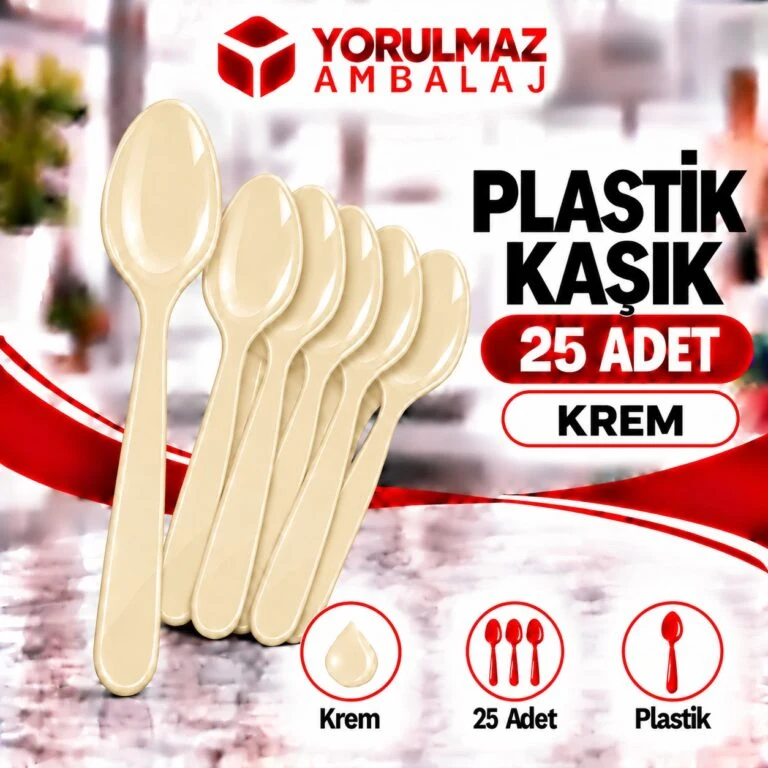 Krem plastik kaşık | parti ve ikram için renkli kaşık