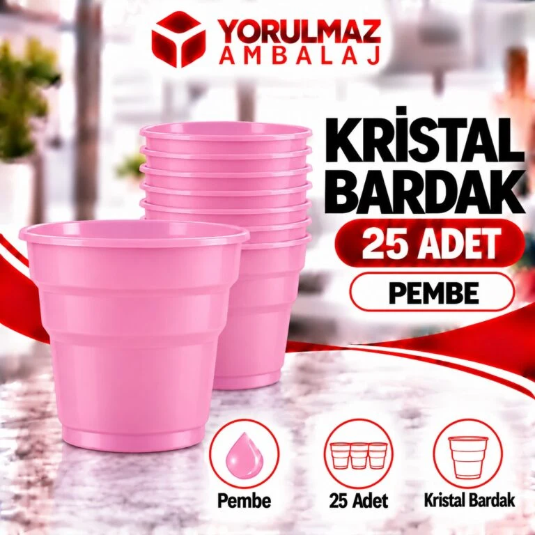 Pembe kristal bardak | parti ve ikram için renkli bardak