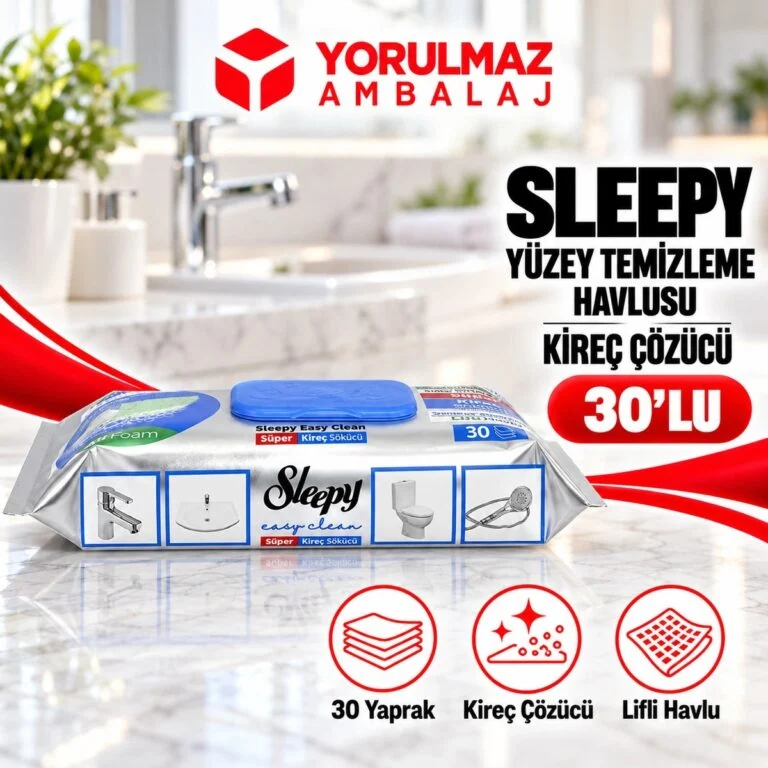 Sleepy kireç çözücü yüzey temizleme havlusu | pratik ve doğal formül