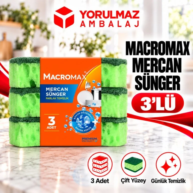 Macromax mercan sünger | büyük gözenekli, bol köpüklü bulaşık süngeri