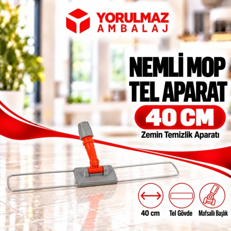 Tel mop aparatı bağcıklı cepli mop uyumlu katlanabilir paspas aparatı