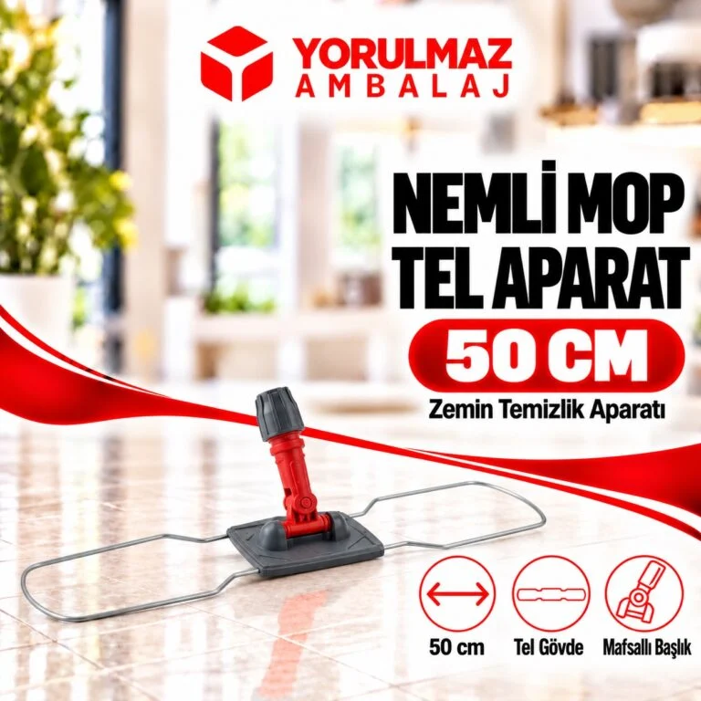 Tel mop aparatı bağcıklı cepli mop uyumlu katlanabilir paspas aparatı
