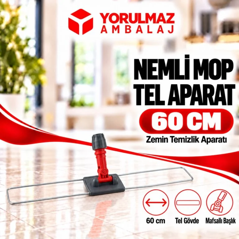 Tel mop aparatı bağcıklı cepli mop uyumlu katlanabilir paspas aparatı