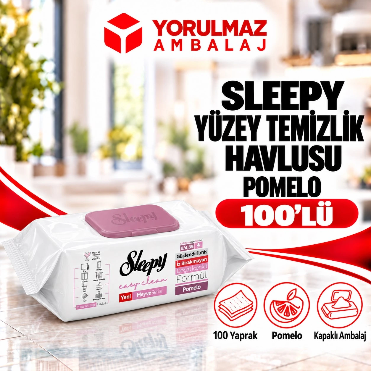 Sleepy pomelo yüzey temizlik havlusu 100'lü | ev ve i̇ş yeri temizliği Sleepy pomelo yüzey temizlik havlusu | ev ve iş yeri temizliği